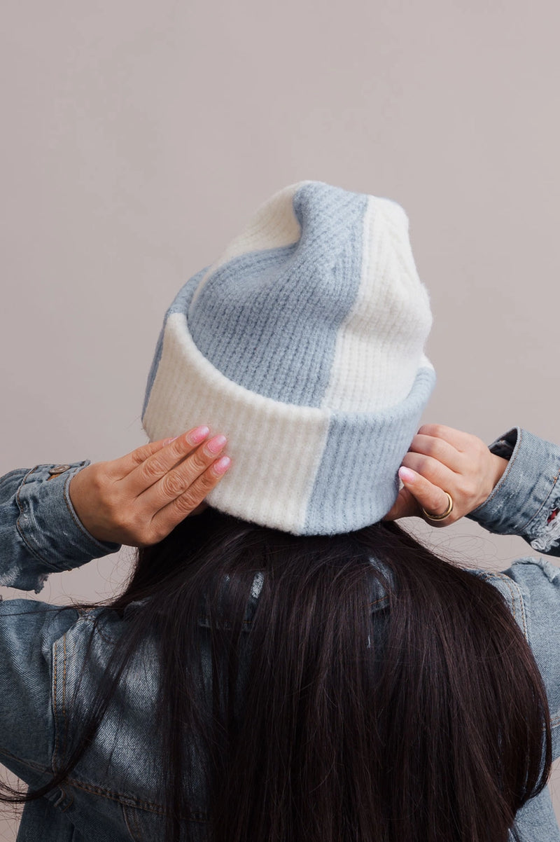 Oversized  Knitted Beanie/ Blue