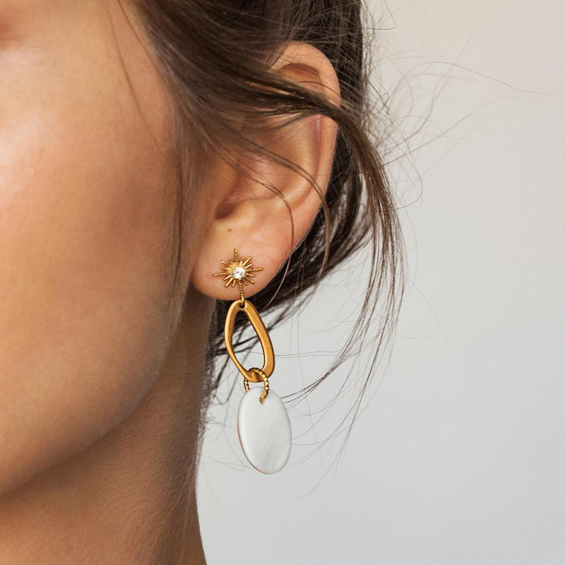 Milky Gold Starburst Earrings